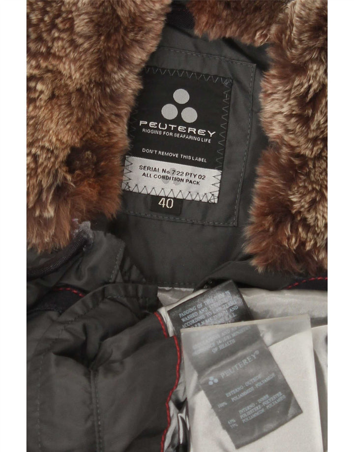PEUTEREY Womens Padded Jacket IT 40 Small Grey Polyamide