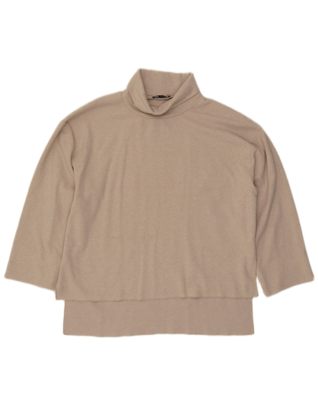 Zara Womens Top 3/4 Sleeve UK 16 Large Beige