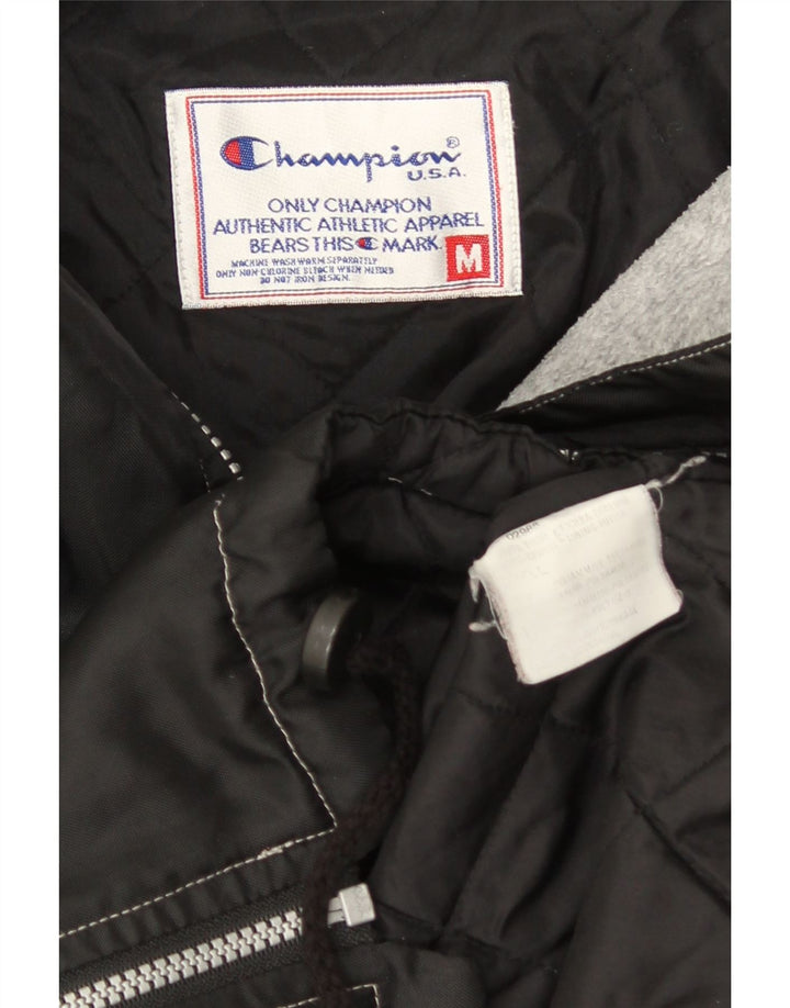 CHAMPION Mens Hooded Windbreaker Jacket UK 38 Medium Black Polyamide