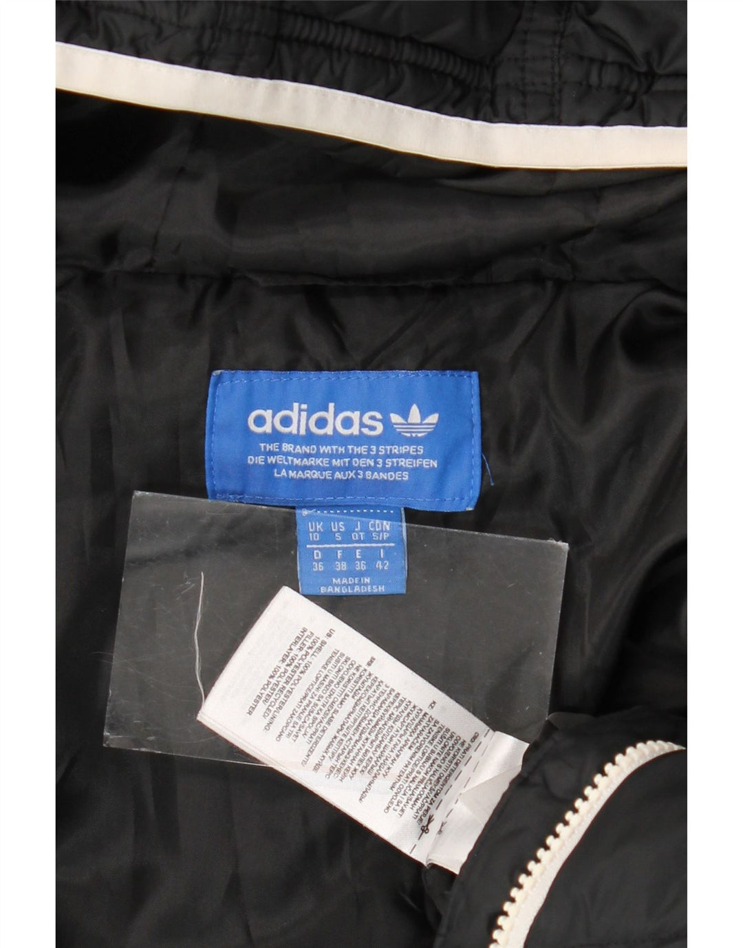 Adidas Womens Hooded Padded Jacket UK 10 Small Black Polyester