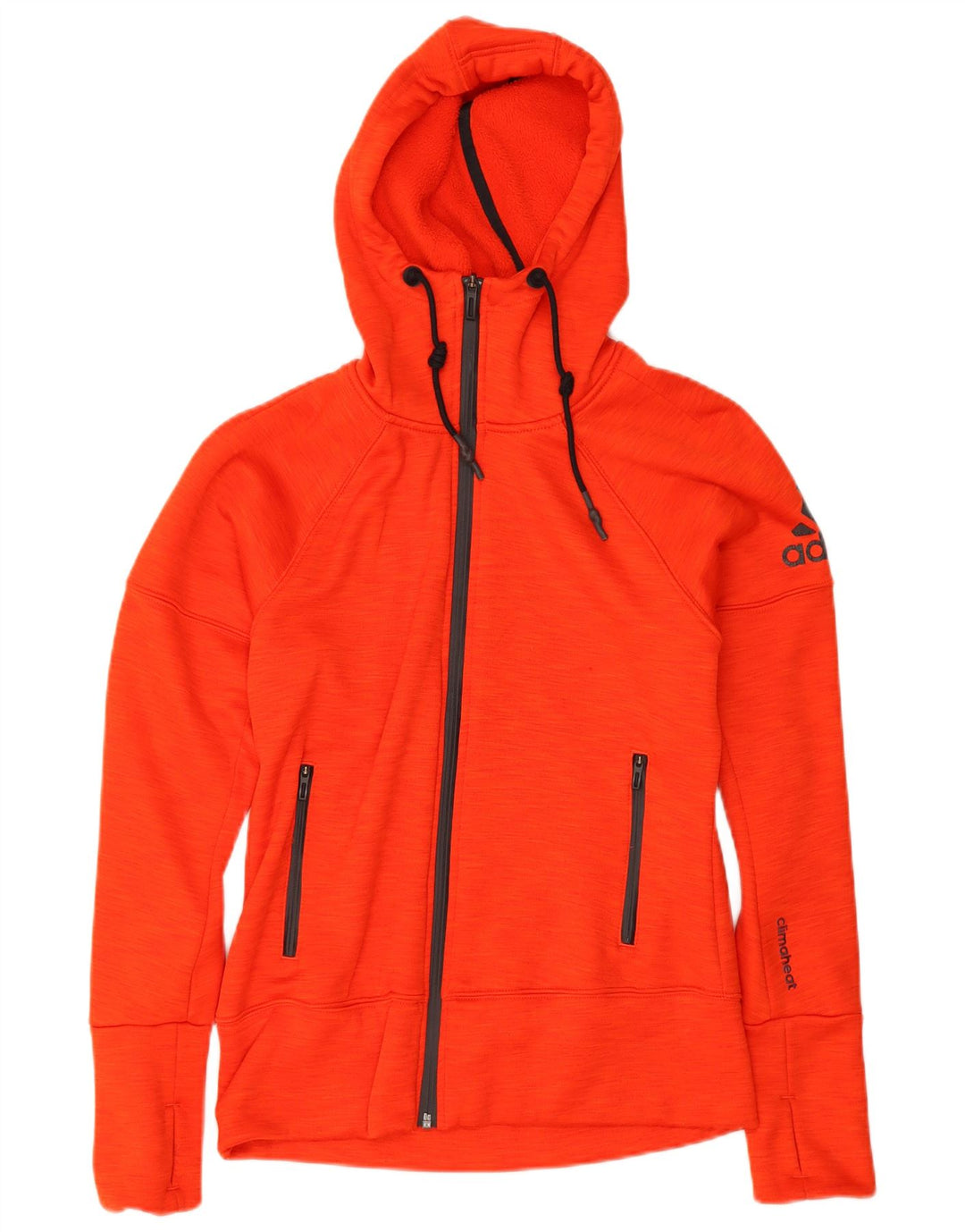 Adidas Womens Zip Hoodie Sweater UK 8/10 Small Red Polyester