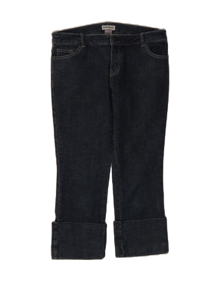 WAREHOUSE Womens Cropped Jeans UK 12 Medium W33 L22 Navy Blue Cotton Vintage Warehouse and Second-Hand Warehouse from Messina Hembry 