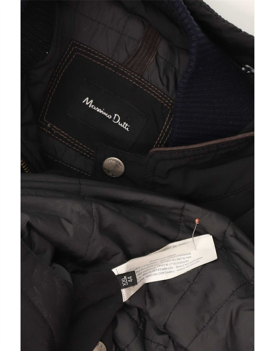 Massimo Dutti Mens Windbreaker Coat UK 44 2XL Black Polyester