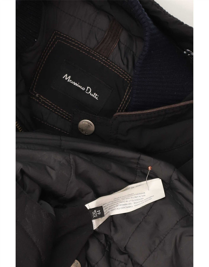 Massimo Dutti Mens Windbreaker Coat UK 44 2XL Black Polyester