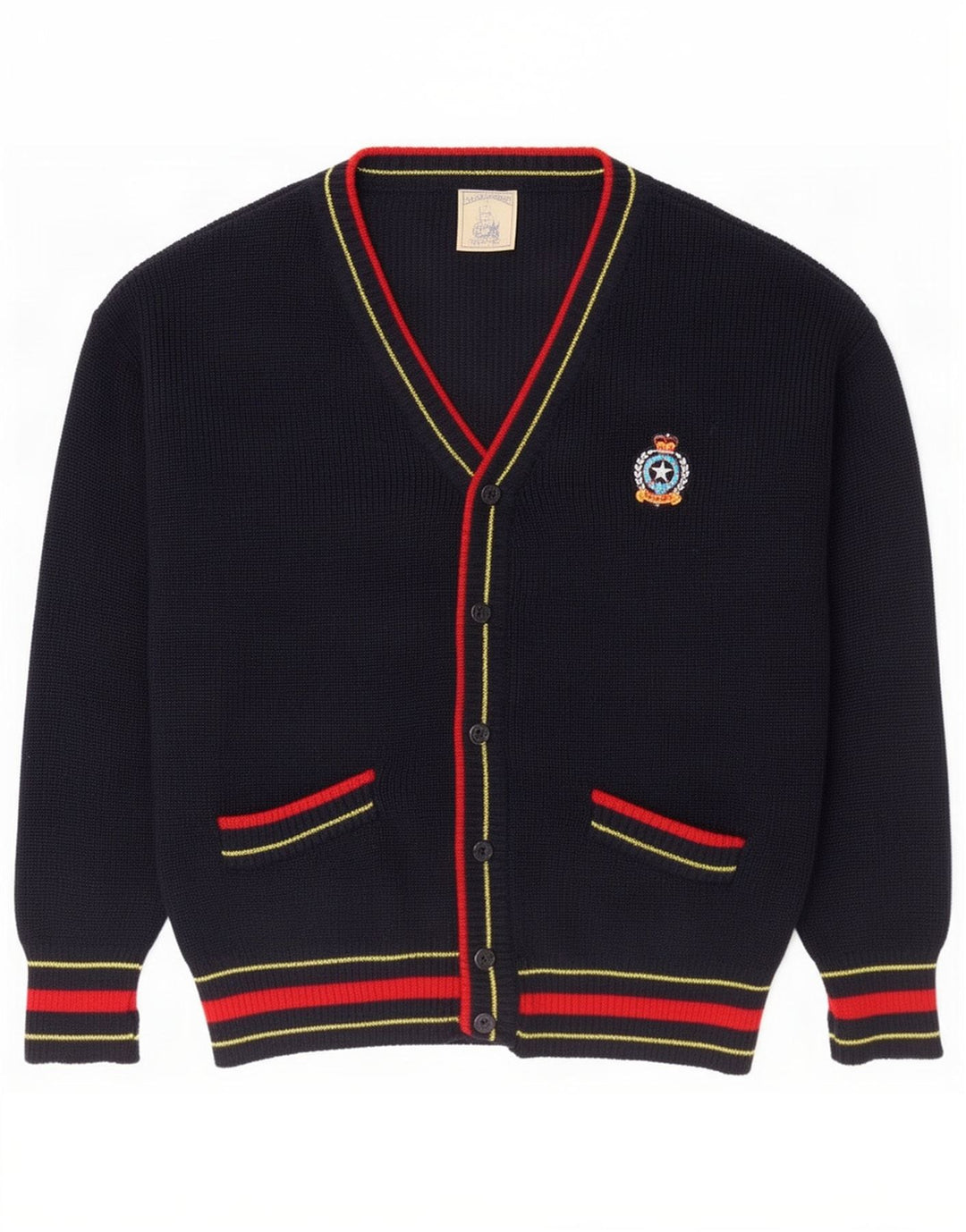 Vintage Mens Cardigan Sweater Large Navy Blue Wool