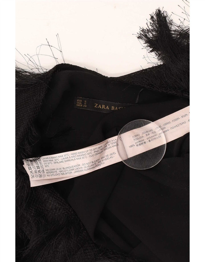 Zara Womens Sleeveless Crop Blouse Top UK 10 Small Black Polyester