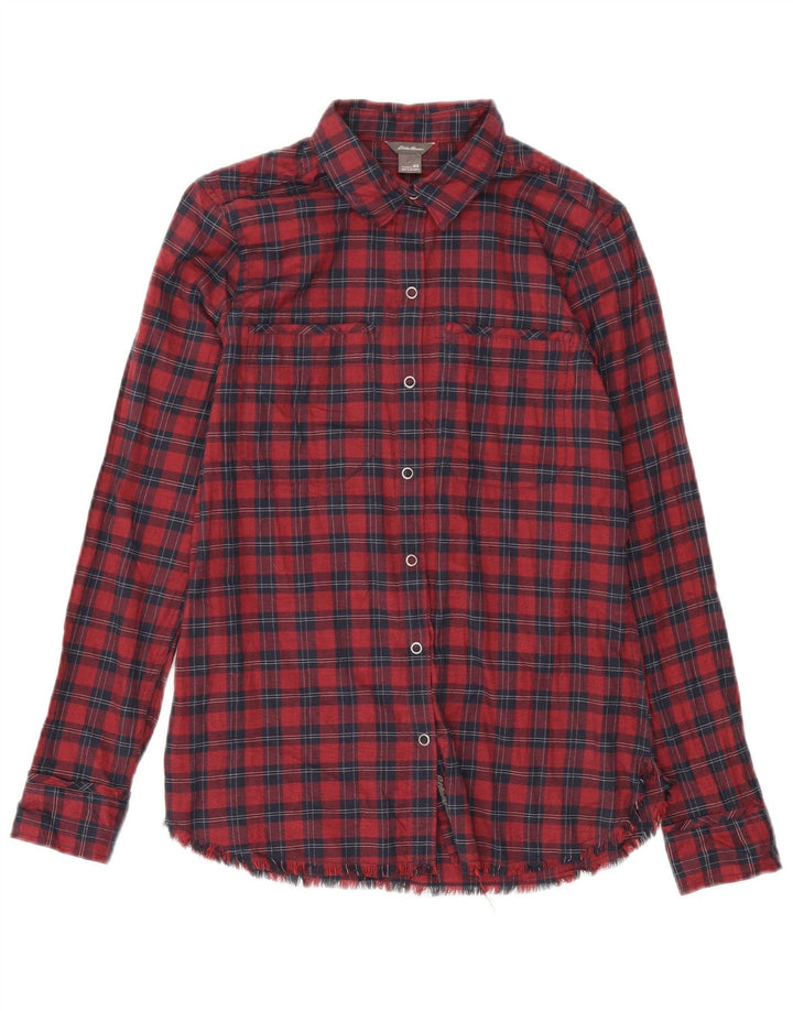 Eddie Bauer Womens Oversized Shirt UK 6 XS Red Check Cotton