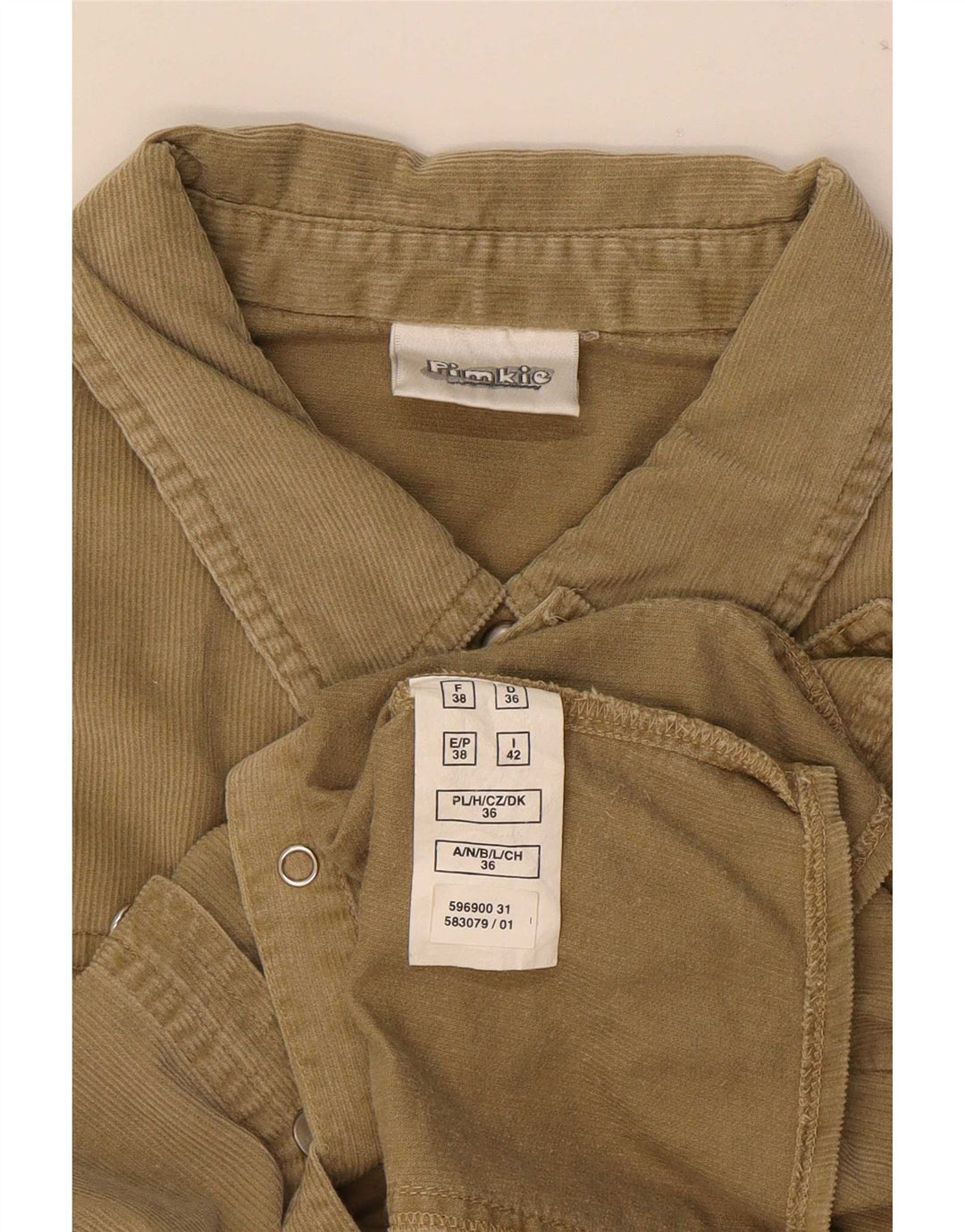 Pimkie Womens Corduroy Shirt EU 38 Medium Khaki Cotton
