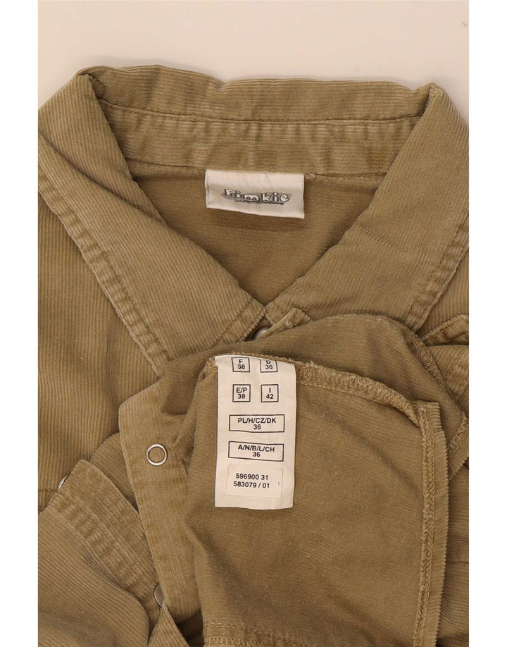 Pimkie Womens Corduroy Shirt EU 38 Medium Khaki Cotton