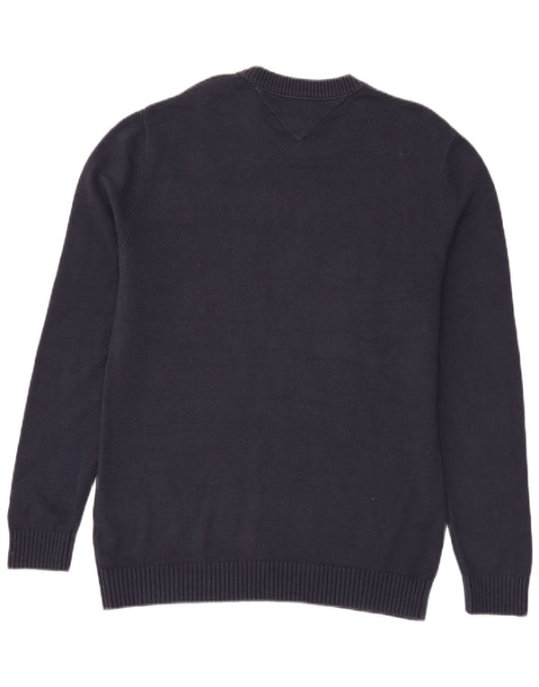 Tommy Hilfiger Mens Crew Neck Jumper Sweater Medium Navy Blue Cotton