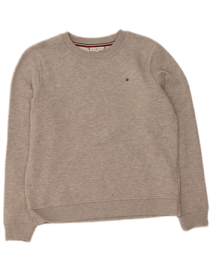 TOMMY HILFIGER Womens Oversized Sweatshirt Jumper UK 10 Small Grey Cotton