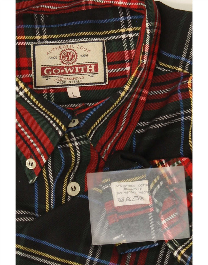 Vintage Mens Flannel Shirt Large Multicoloured Check Cotton