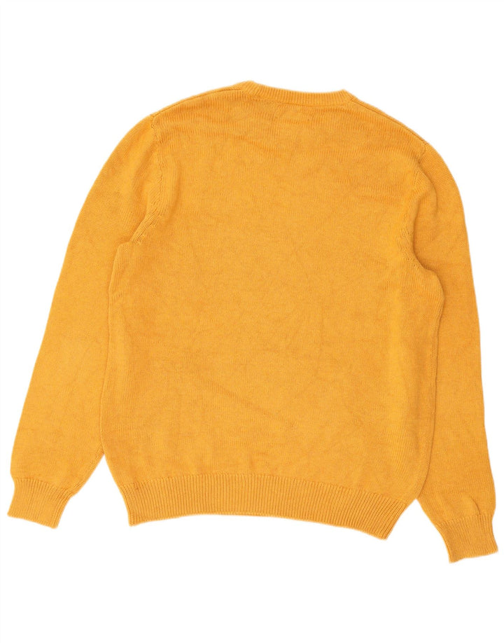 CHAPS Mens Crew Neck Jumper Sweater Medium Yellow Cotton