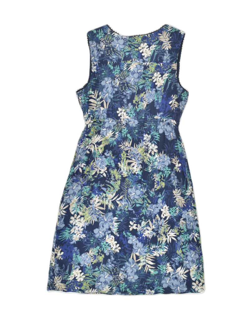 EDDIE BAUER Womens Sleeveless A-Line Dress US 8 Medium Navy Blue Floral | Vintage Eddie Bauer | Thrift | Second-Hand Eddie Bauer | Used Clothing | Messina Hembry 