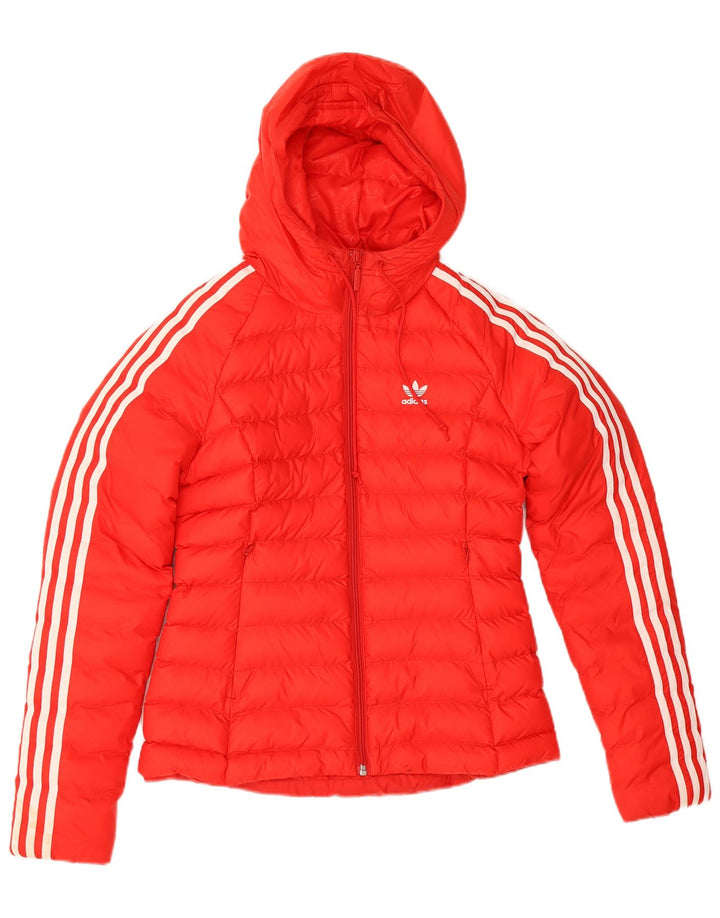 Adidas Womens Hooded Padded Jacket UK 8 Small Red Polyamide