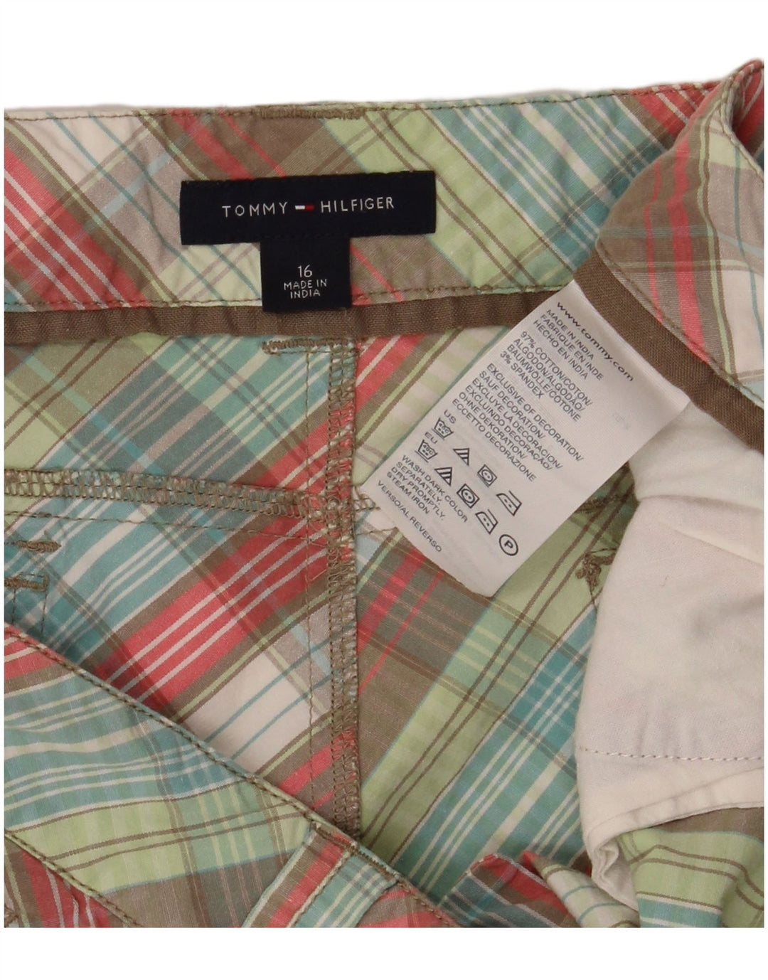 TOMMY HILFIGER Girls Straight Skirt 15-16 Years W28  Multicoloured Check