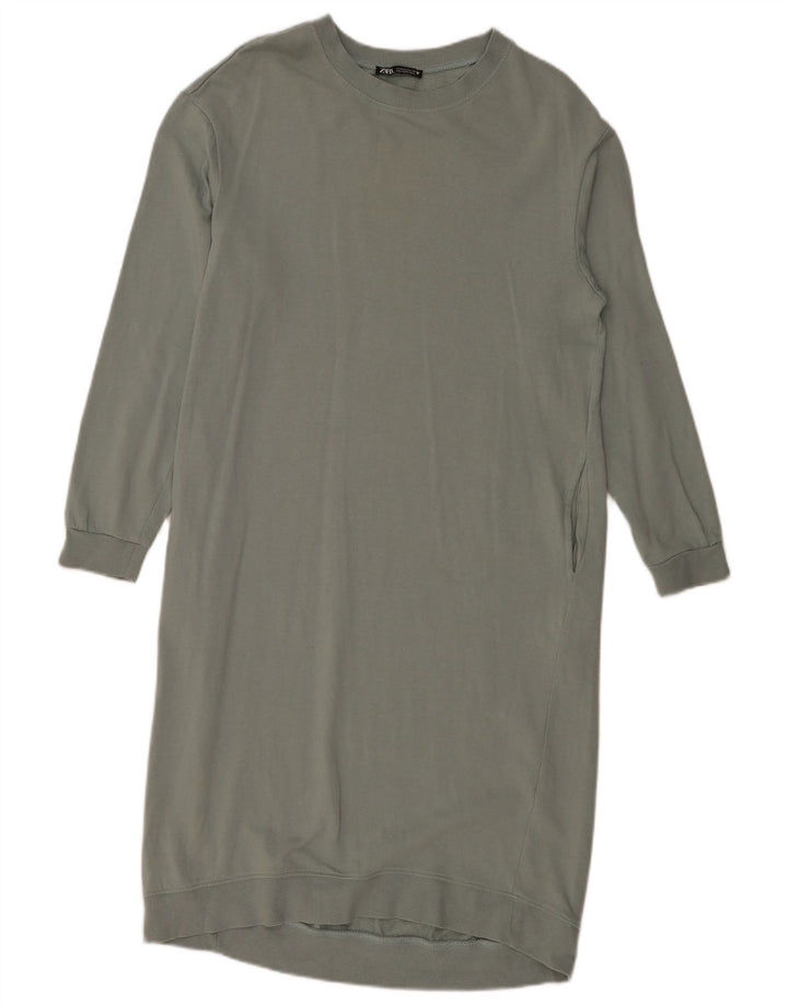 Zara Womens Sweatshirt Jumper Dress UK 14 Medium Grey