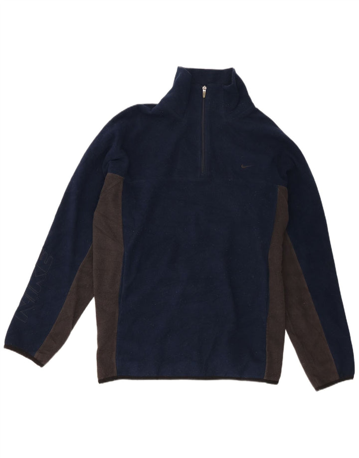 Nike Mens Graphic Full Zip Fleece Jumper XL Navy Blue Colourblock Polyester