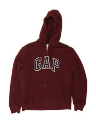 GAP Womens Graphic Zip Hoodie Sweater UK 14 Medium Maroon Polyester