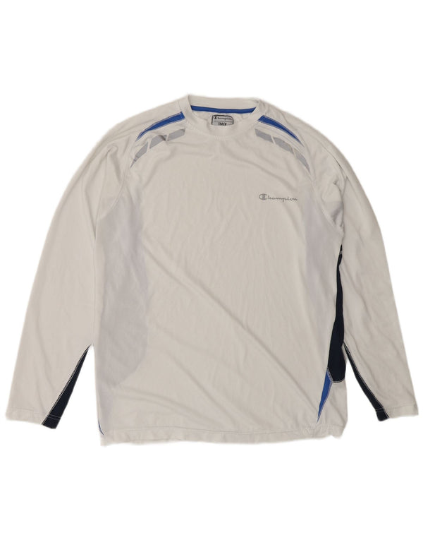 Champion Mens Loose Fit Top Long Sleeve Small White Colourblock Polyester