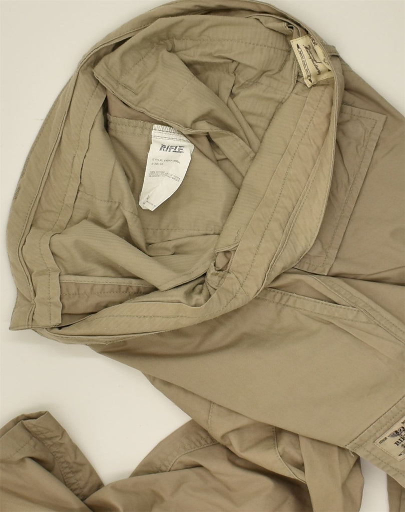 RIFLE Womens Straight Cargo Trousers W33 L24 Beige Cotton | Vintage Rifle | Thrift | Second-Hand Rifle | Used Clothing | Messina Hembry 