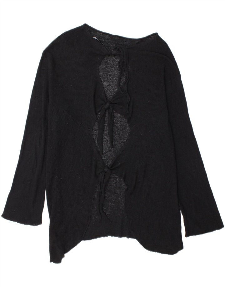 Zara Womens Oversized Boat Neck Jumper Sweater UK 14 Medium Black Flecked