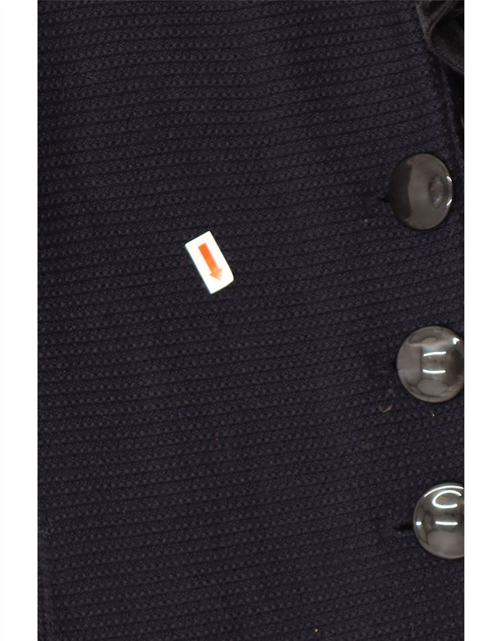 ARMANI Womens Ruffle Front Cardigan Sweater IT 42 Medium Navy Blue