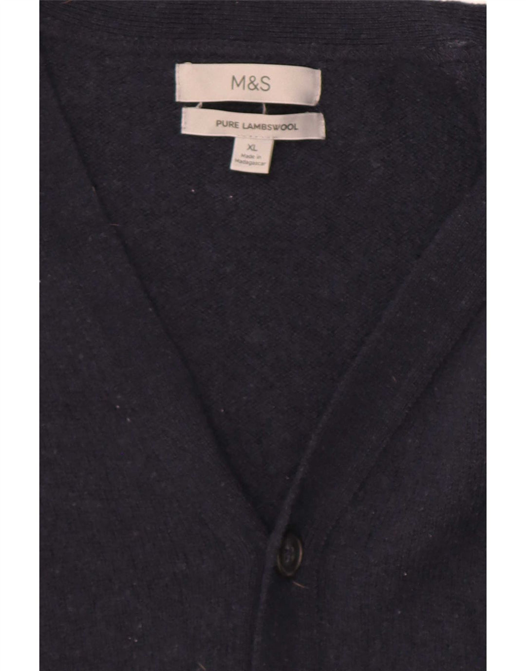 Marks & Spencer Mens Cardigan Sweater XL Navy Blue Lambswool
