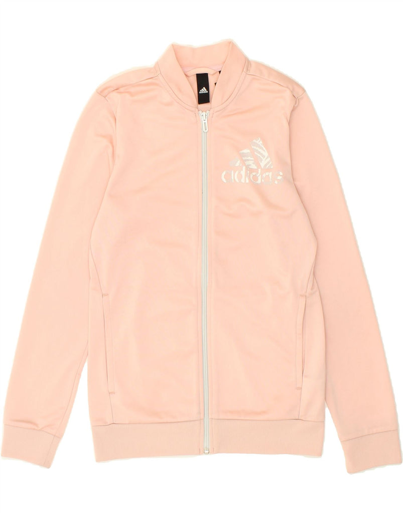 ADIDAS Girls Graphic Tracksuit Top Jacket 14-15 Years Pink Polyester Vintage Adidas and Second-Hand Adidas from Messina Hembry 