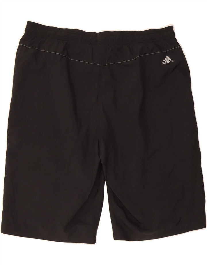 ADIDAS Mens Graphic Sport Shorts Large Black Polyester Vintage Adidas and Second-Hand Adidas from Messina Hembry 