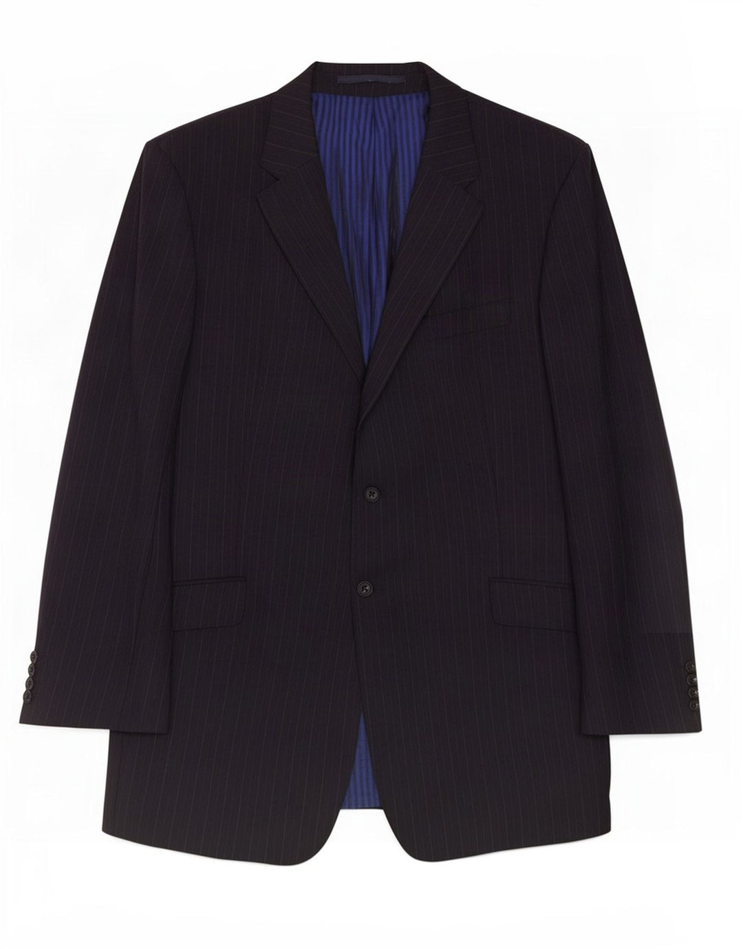 Marks & Spencer Mens 2 Button Blazer Jacket UK 44 XL Navy Blue Pinstripe