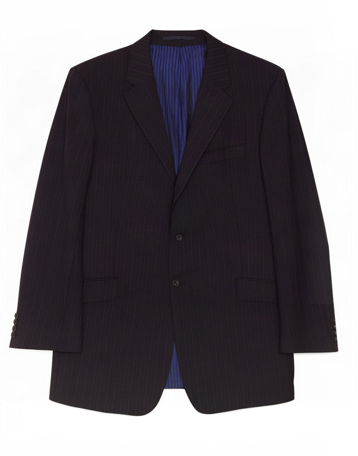 Marks & Spencer Mens 2 Button Blazer Jacket UK 44 XL Navy Blue Pinstripe