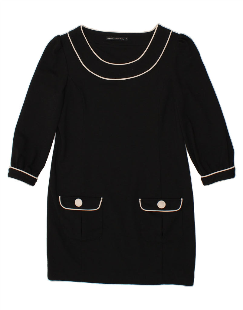 NEXT Womens 3/4 Sleeve Sheath Dress UK 10 Small Black Polyester Vintage Next and Second-Hand Next from Messina Hembry 