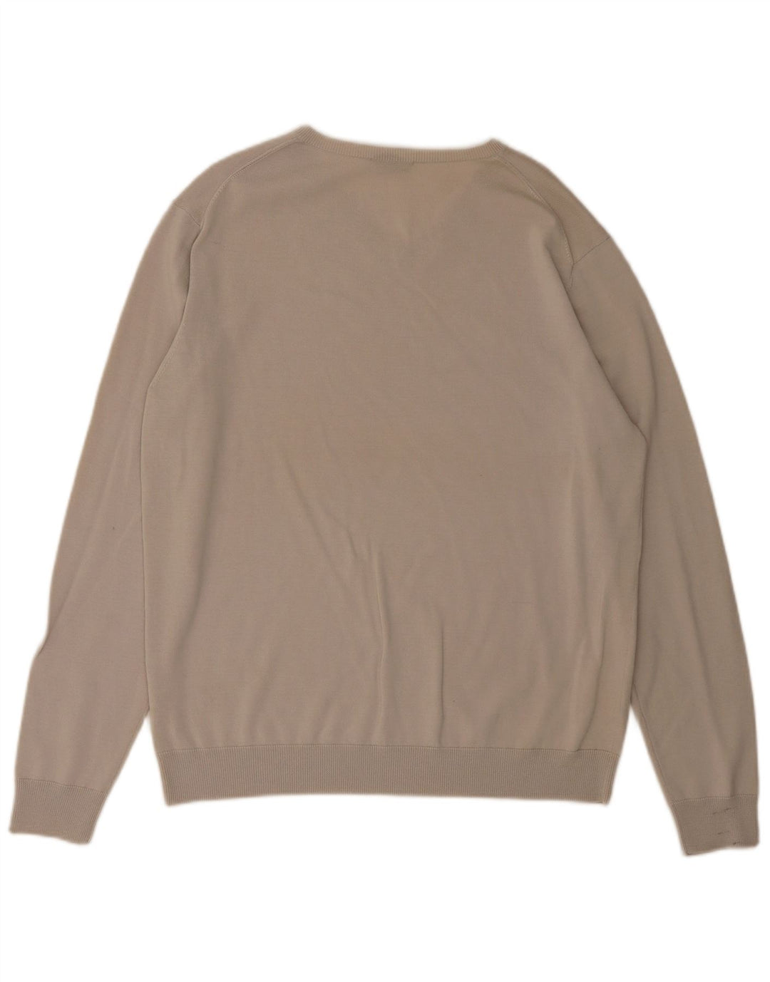 Cos Mens V-Neck Jumper Sweater XL Beige Merino Wool
