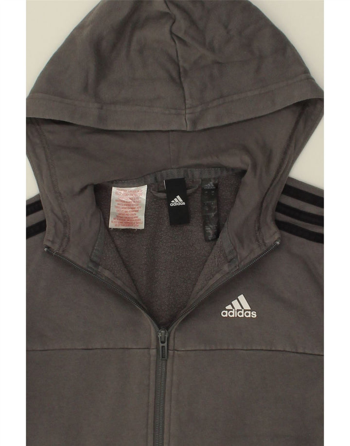 ADIDAS Boys Zip Hoodie Sweater 11-12 Years Grey Cotton Vintage Adidas and Second-Hand Adidas from Messina Hembry 