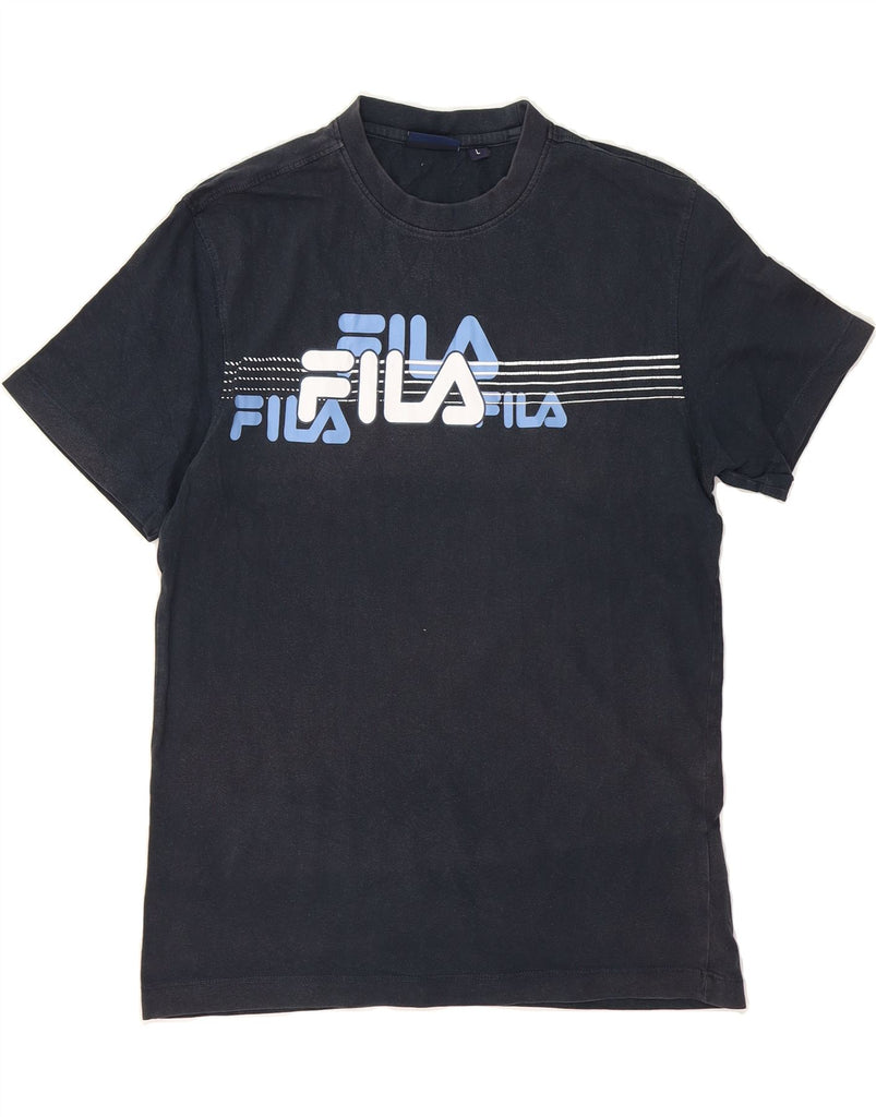 FILA Mens Graphic T-Shirt Top Large Navy Blue Cotton Vintage Fila and Second-Hand Fila from Messina Hembry 
