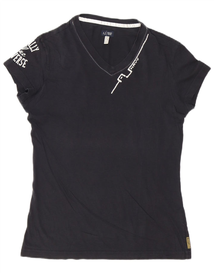 Armani Jeans Mens Graphic T-Shirt Top Medium Navy Blue Cotton