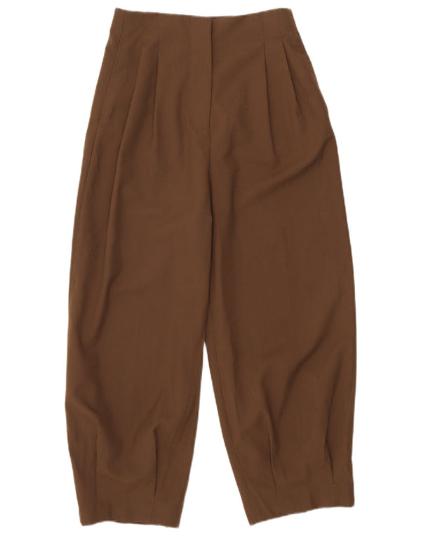 Zara Womens High Waist Pegged Cropped Trousers Small W26 L25 Brown