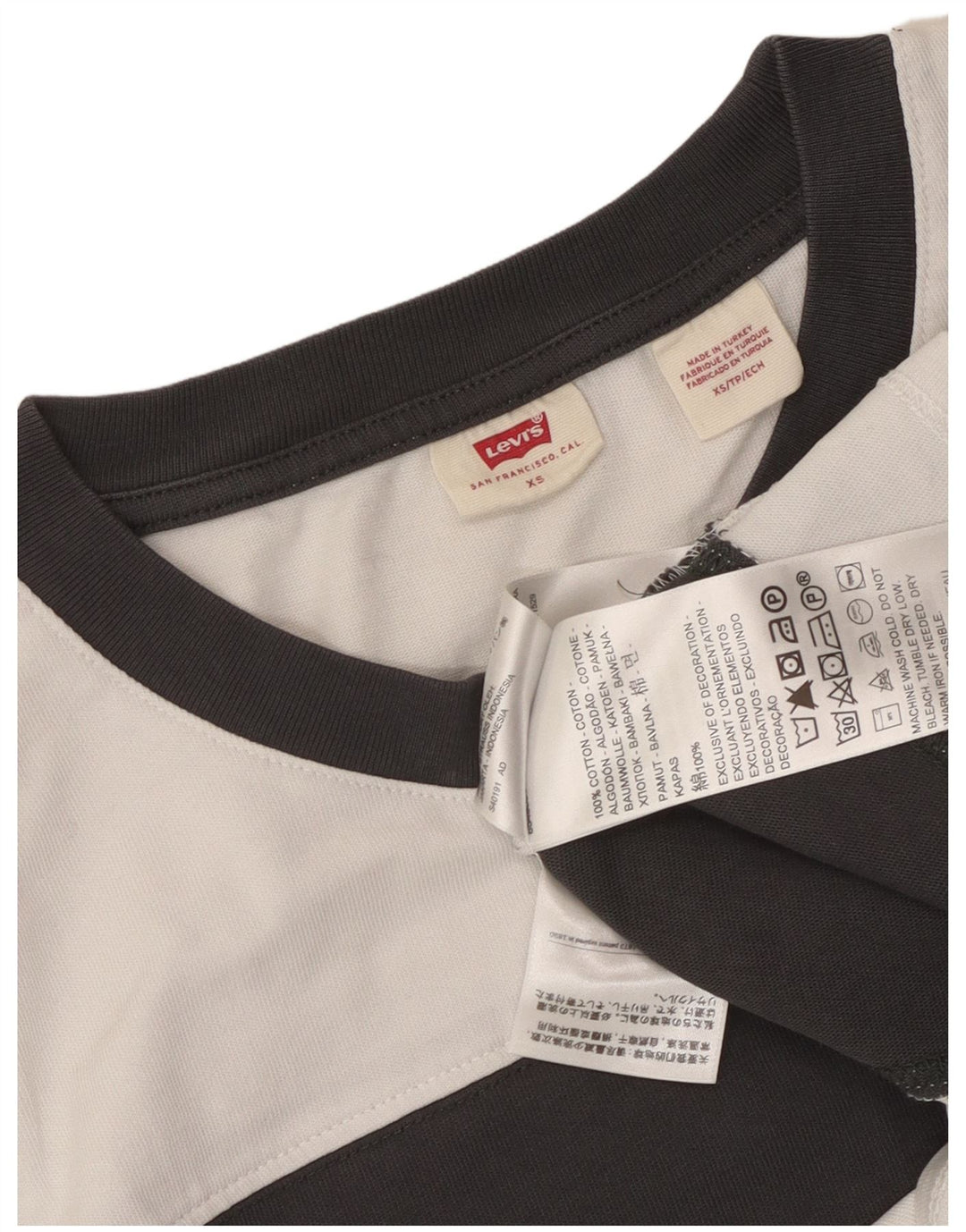 Levi's Womens Crop Oversized Graphic T-Shirt Top UK 6 XS Black Striped