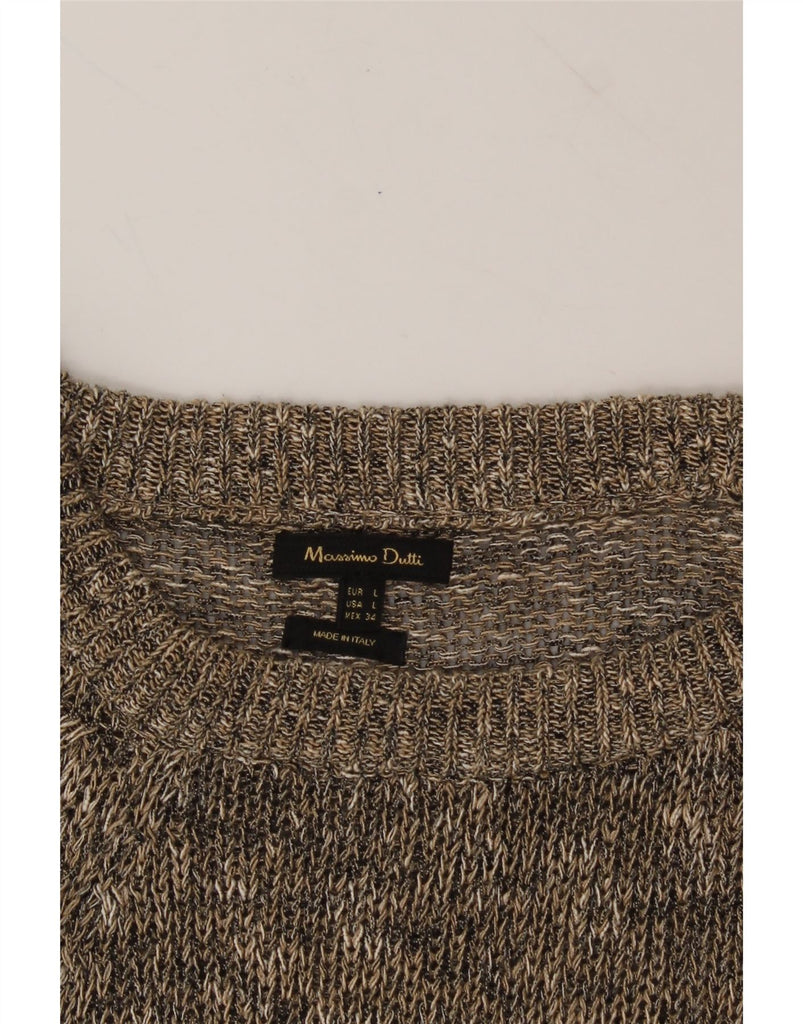 MASSIMO DUTTI Womens Boat Neck Jumper Sweater UK 16 Large Brown Flecked Vintage Massimo Dutti and Second-Hand Massimo Dutti from Messina Hembry 