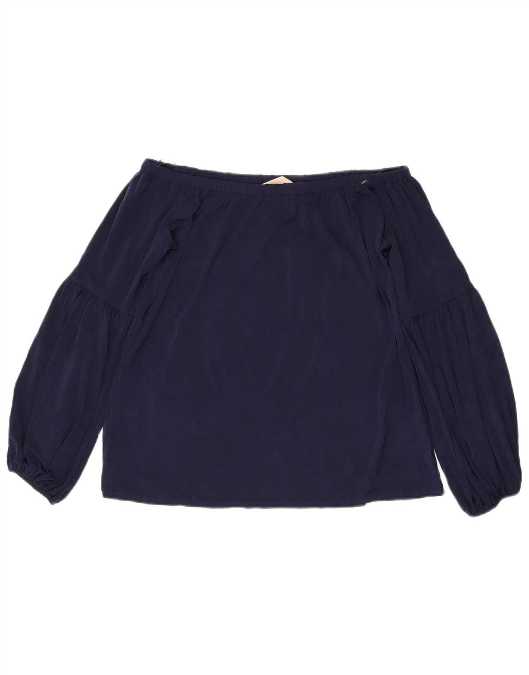 Michael Kors Womens Crop Off Shoulder Top UK 10 Small Navy Blue Polyester