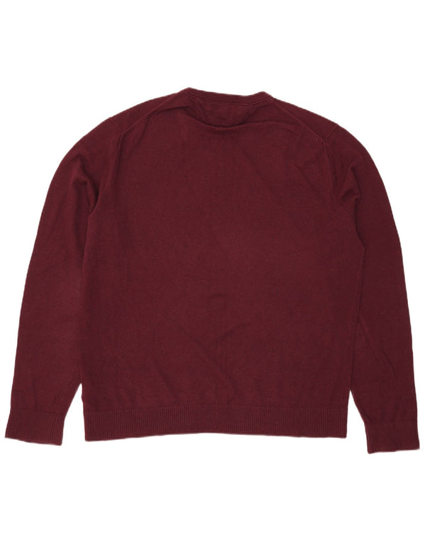 Tommy Hilfiger Mens Crew Neck Jumper Sweater 2XL Burgundy Cotton