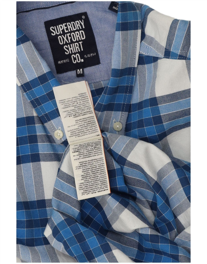 Superdry Mens Short Sleeve Shirt Medium Blue Check Cotton