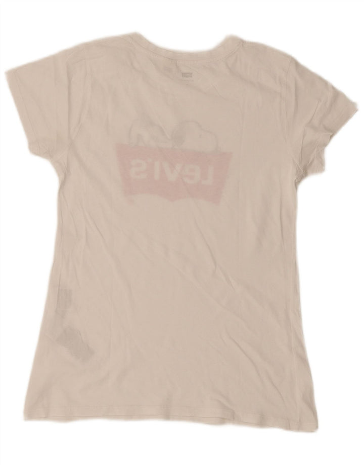 Levi's Womens Graphic T-Shirt Top UK 12 Medium White Cotton