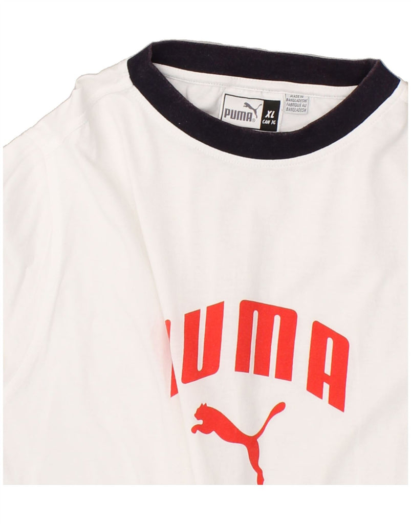 PUMA Mens Graphic T-Shirt Top XL White | Vintage Puma | Thrift | Second-Hand Puma | Used Clothing | Messina Hembry 