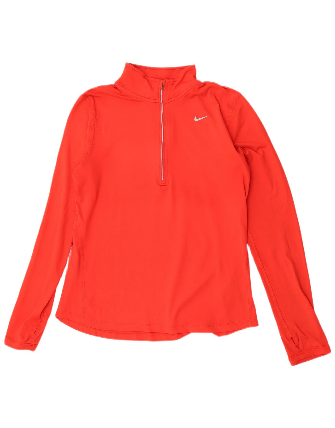 Nike Womens Zip Neck Pullover Tracksuit Top UK 14 Medium Red Polyester