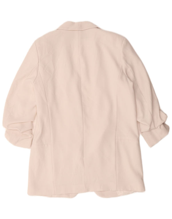 Zara Womens 3/4 Sleeve Open Blazer Jacket UK 14 Medium White Polyester