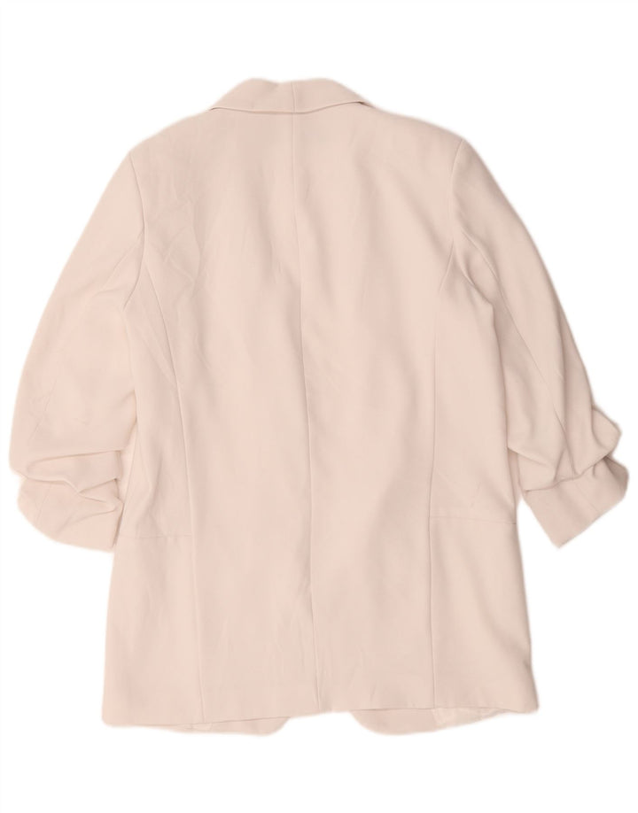 Zara Womens 3/4 Sleeve Open Blazer Jacket UK 14 Medium White Polyester