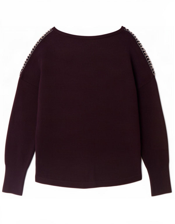 Oasis Womens Oversized Boat Neck Jumper Sweater UK 14 Medium Purple Viscose