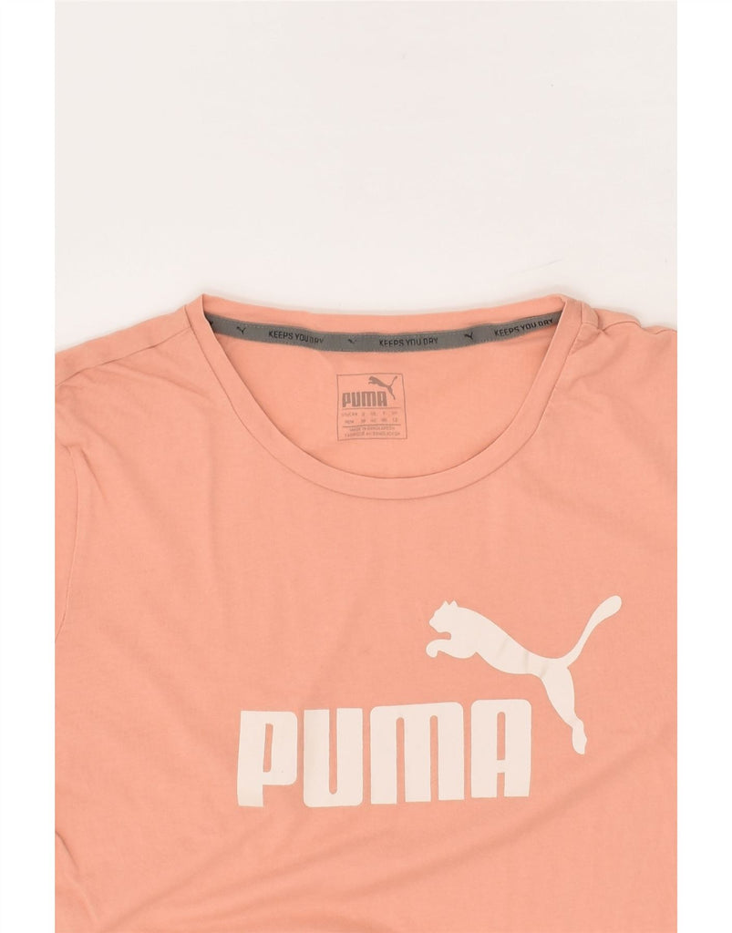 PUMA Womens Graphic T-Shirt Top UK 12 Medium  Orange Cotton | Vintage Puma | Thrift | Second-Hand Puma | Used Clothing | Messina Hembry 